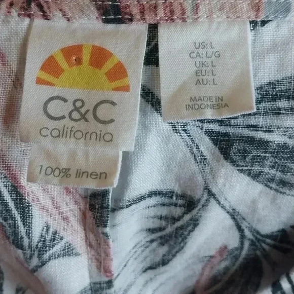 C.C California Hawaiian Print Linen Dress Size Large - Picture 5 of 7